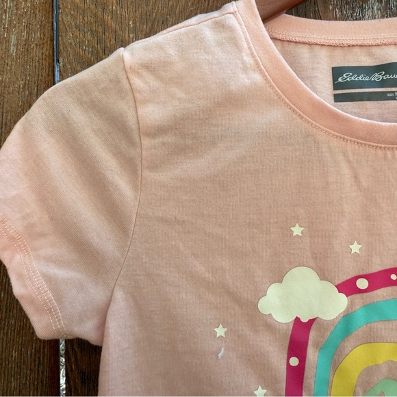 EDDIE BAUER Girls Pink Tee Shirt Rainbow Graphic Size 10/12 - Picture 3 of 9